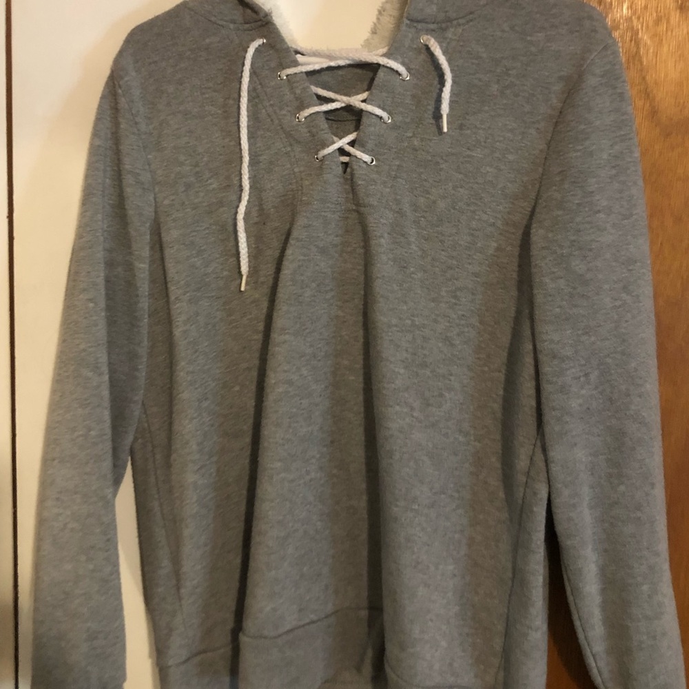 Grey pullover hoodie